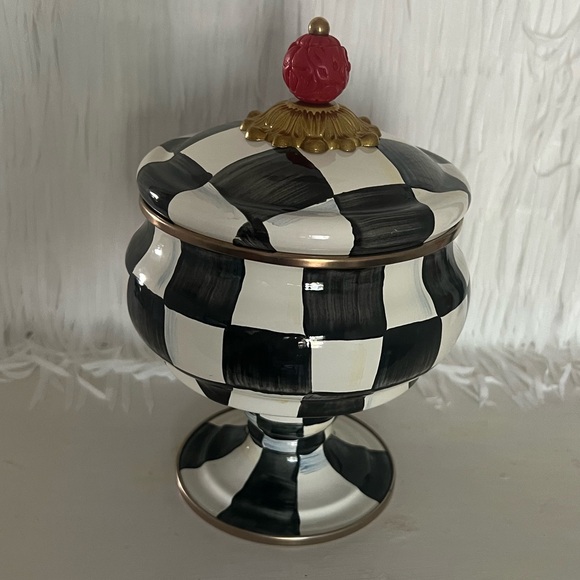 Mackenzie-Childs Courtly Check Curiosity Pot. Brand new in packaging! 🖤🤍 - Picture 3 of 10